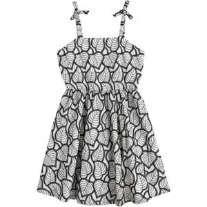 Janie and Jack Eyelet Leaf Dress Kids 7 White Black Embroidered Summer Preppy